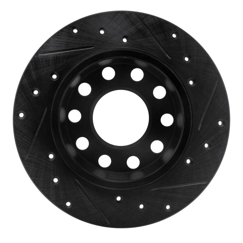 Volkswagen EuroVan Brake Rotor (1) - Front Left - R1 Concepts - Drilled & Slotted - Black - `01-`03